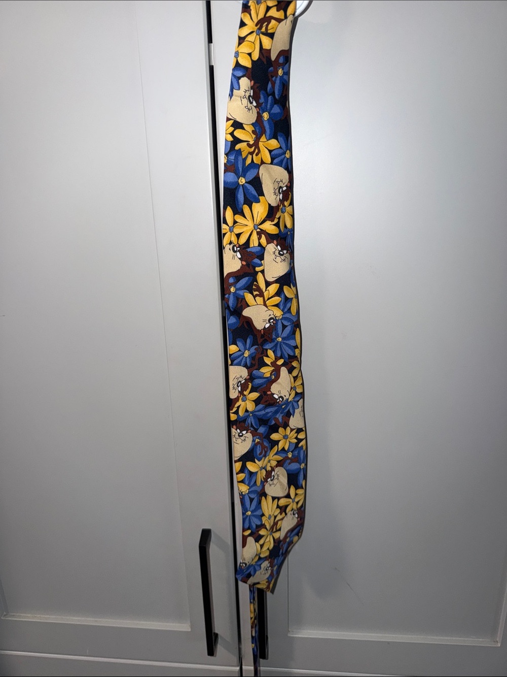 Novelty Floral & Cartoon Character Skinny Tie - Blue, Yellow, Cream